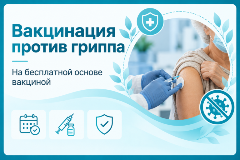 С 28.09.2026 в поликлинике проводится вакцинация против ГРИППА на бесплатной основе вакциной «ГРИППОЛ ПЛЮС»